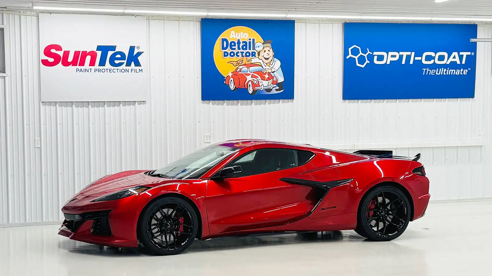 Freshly detailed luxury car with glossy showroom finish